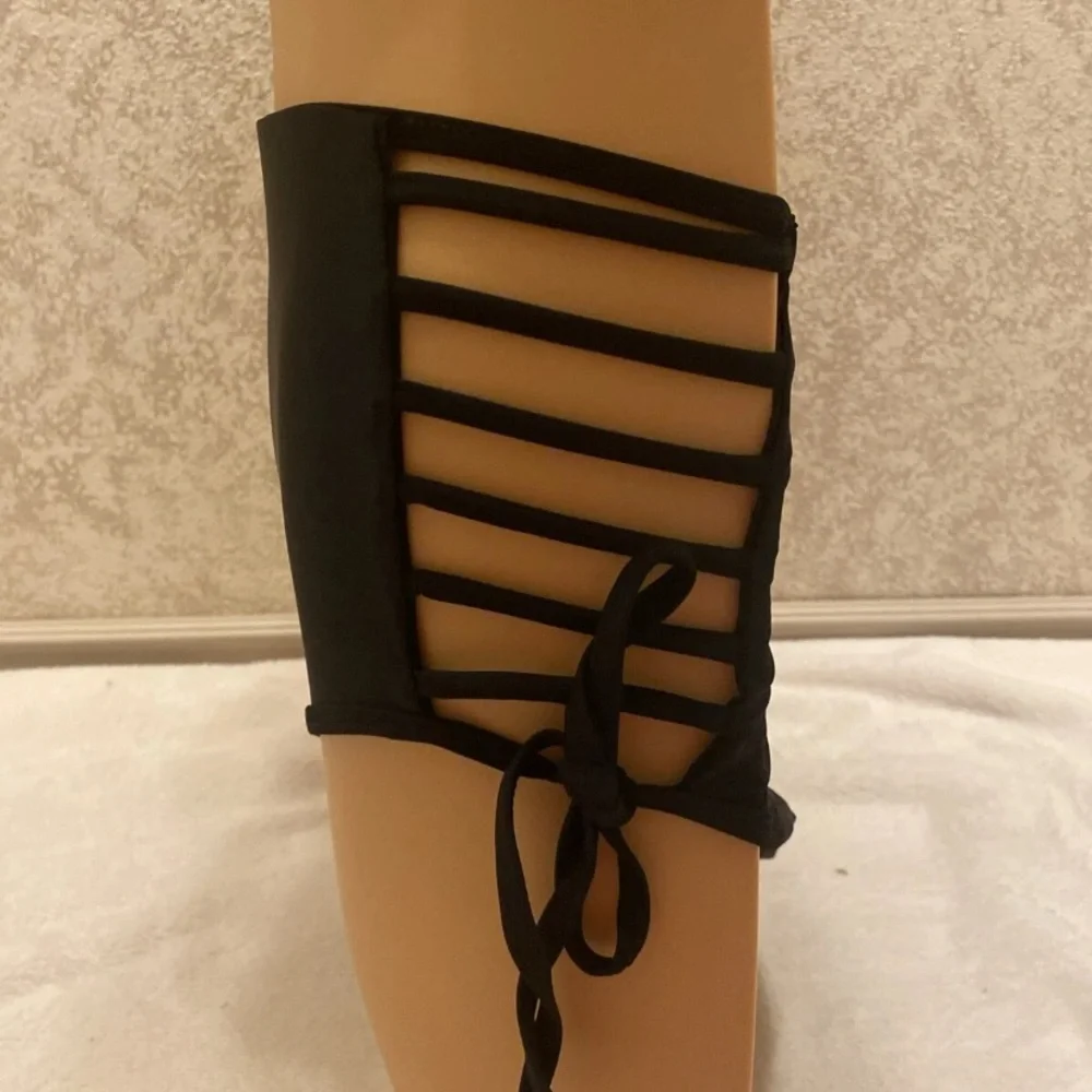 Black Wrap Strappy Bottom Bikini Set